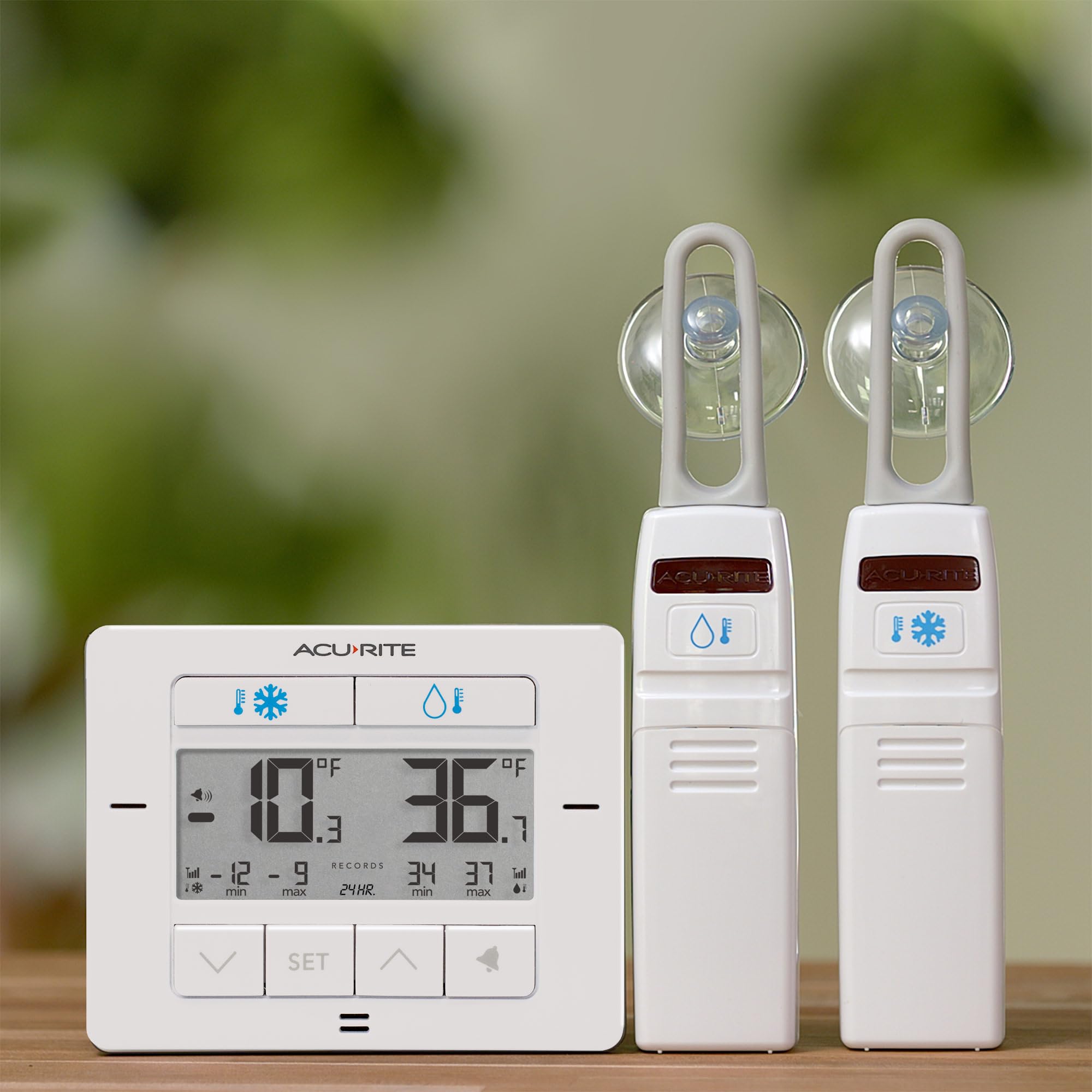 Acurite Matte White Digital Wireless Fridge And Freezer Thermometer For Home And Restaurants With Alarm And High/Low Temperature